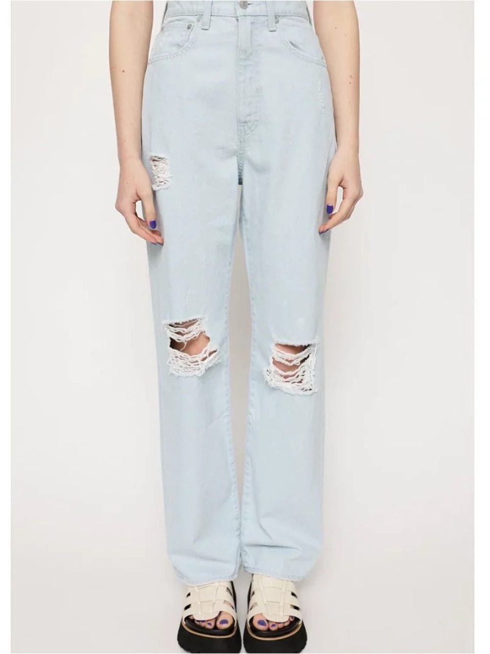 NWT Japan Brand SLY Light Blue Distressed High-Waist Women's Jeans